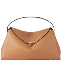 TOTEME - T-Lock Grained Leather Top Handle Bag Tan - Lyst