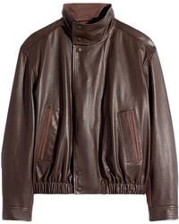 Lemaire - Soft Leather Blouson Jacket Chocolate - Lyst