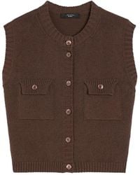 Weekend by Maxmara - Cotton-Blend Yarn Gilet Chocolate - Lyst