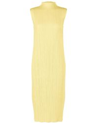 Issey Miyake - Pleats Please High-Neck Dress Pale - Lyst