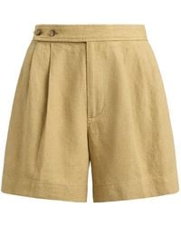 Polo Ralph Lauren - Ralph Lauren Pleated Délavé Linen Shorts Camel - Lyst