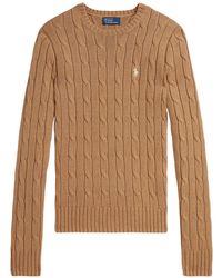 Polo Ralph Lauren - Cable-Knit Crew-Neck Sweater Camel - Lyst