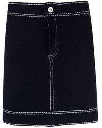 Barrie - Contrast-Stitching Denim Mini Skirt - Lyst