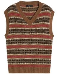 Weekend by Maxmara - Wool And Alpaca Jacquard Gilet Camel - Lyst