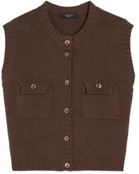 Weekend by Maxmara - Cotton-Blend Yarn Gilet Chocolate - Lyst