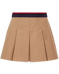 Moncler - Cotton Gabardine Pleated Mini Skirt - Lyst