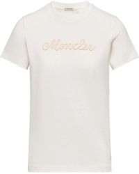 Moncler - Logo Embroidery Cotton T-Shirt - Lyst