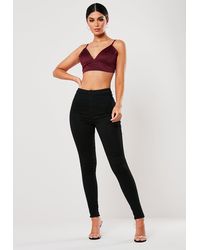 Missguided Burgundy Basic Satin Bralet - Multicolour