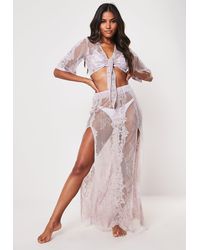 Missguided Premium Mauve Co Ord Lace Maxi Beach Skirt - Purple