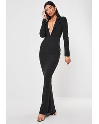 Missguided Black Tuxedo Style Fishtail Maxi Dress