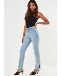 Missguided Blue Wrath Split Hem Jeans