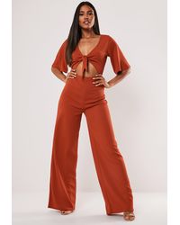 Missguided Tall Rust Cut Out Kimono Sleeve Romper - Multicolor