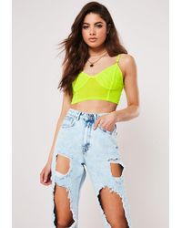 Missguided Lime Mesh Bralet - Multicolor