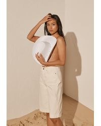 Missguided Re_styld Wide Leg Denim Shorts - White