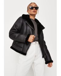 missguided black faux leather puffer jacket