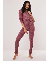 Missguided Rose Soft Knit Long Sleeve Loungewear Tracksuit - Pink