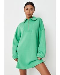 Missguided - Extreme Collar Half Zip Mini Sweater Dress - Lyst