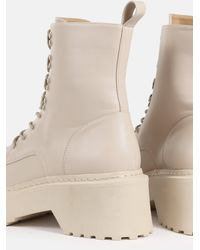 Missguided Lace Up Chunky Sole Ankle Boots - Natural
