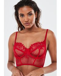 Missguided Airtex Mesh Bralet - Red