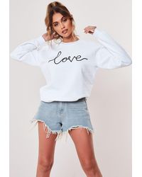 Missguided White Love Graphic Sweatshirt