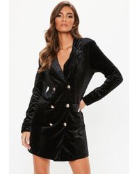 Missguided Tall Black Velvet Blazer Dress