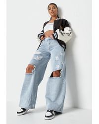 Missguided Light Blue Low Rise Baggy Boyfriend Jeans