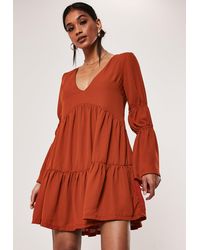 rust smock dress