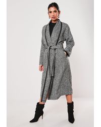 Missguided Black Tweed Oversized Coat