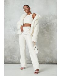 Missguided Faux Fur Collar Coat - White