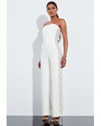 Missguided White Lace Insert Wide Leg Romper