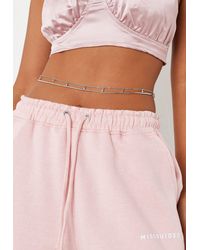 Missguided Look Rhinestone Drop Double Belly Chain - Metallic