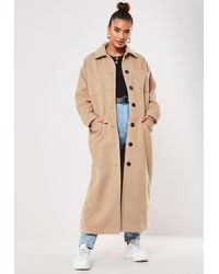 Missguided Camel Maxi Formal Coat - Natural