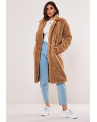 Missguided Tan Borg Teddy Oversized Coat - Brown