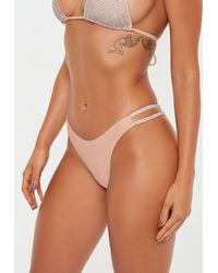 Missguided Pink Diamante Double Strap Bikini Brief