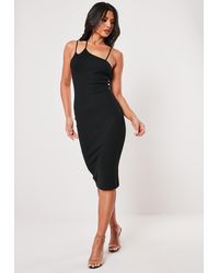 Missguided Black Rib Multi Strap Knitted Midi Dress
