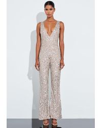 Missguided Gold Embellished Flare Leg Jumpsuit - Metallic