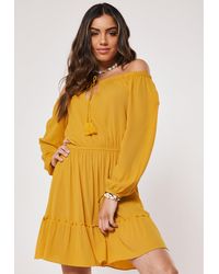 missguided yellow satin dress