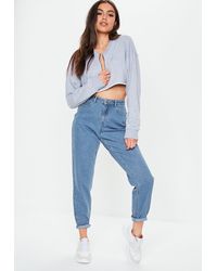 Missguided Jeans Mom bleu taille haute rigide