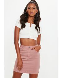 Missguided Petite Blush Superstretch Denim Mini Skirt - Multicolour