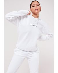 Missguided White Printed Slogan Sweatshirt