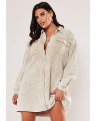 Missguided Plus Size Sand Denim Utility Shirt Dress - Natural