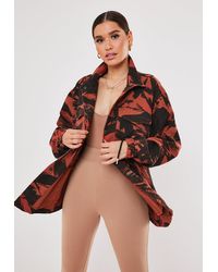 Missguided Orange Oversized Camo Drawstring Jacket