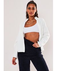 Missguided Fleece Zip Through Sweatshirt - White