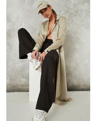 Missguided Stone Satin Maxi Duster Jacket - Grey