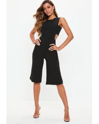 Missguided Black Tab Side Culotte Jumpsuit