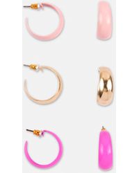 Missguided Pink Hoop Earrings 3 Pack
