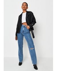 missguided black faux leather puffer jacket