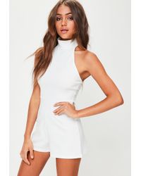 white high neck romper