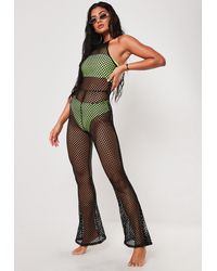 Missguided Black Fishnet Wide Leg Beach Cover Up Romper
