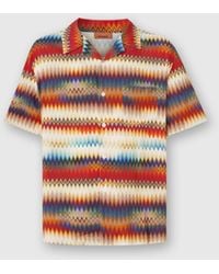 Missoni - Camicia Bowling Con Stampa Micro Zig Zag Sfumata E Taschino, Uomo, Taglia - Lyst